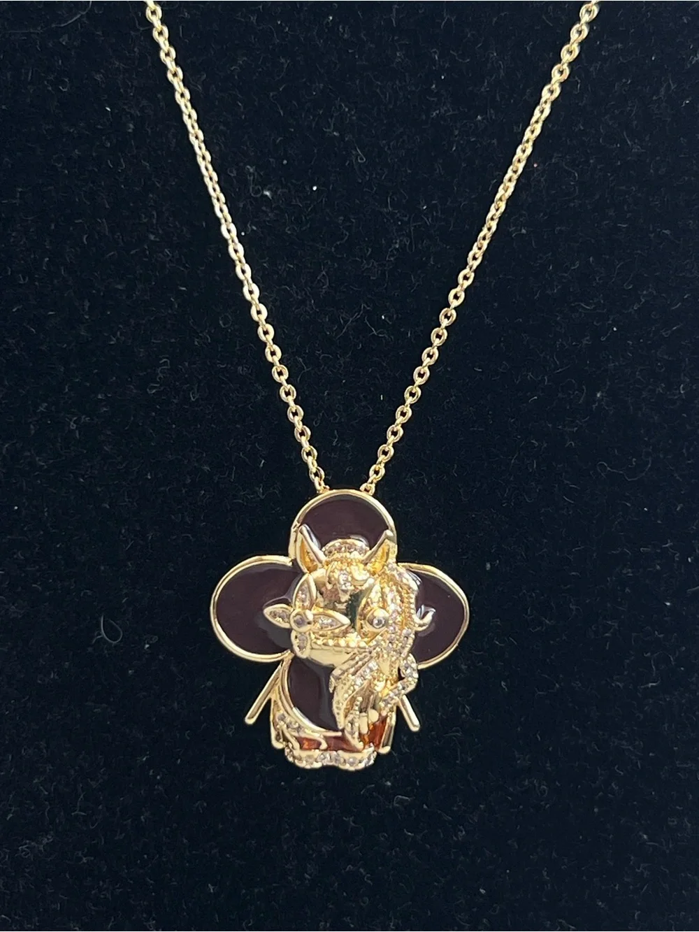 🩷- Gold and matron dragon  Floral Pendant Necklace